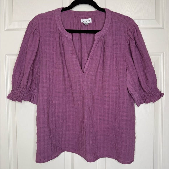 Velvet By Graham & Spencer Bonita Textured Cotton Top Balsamic Purple Size XL - Picture 3 of 10